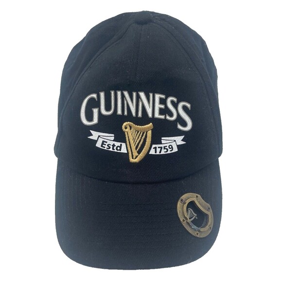 Guinness 1759 Black Baseball Cap Bottle Opener  Adjustable Strap Vintage - Picture 1 of 11
